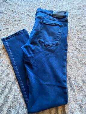 Paige Federal Dark Blue Slim Straight Leg Jeans, Size 33